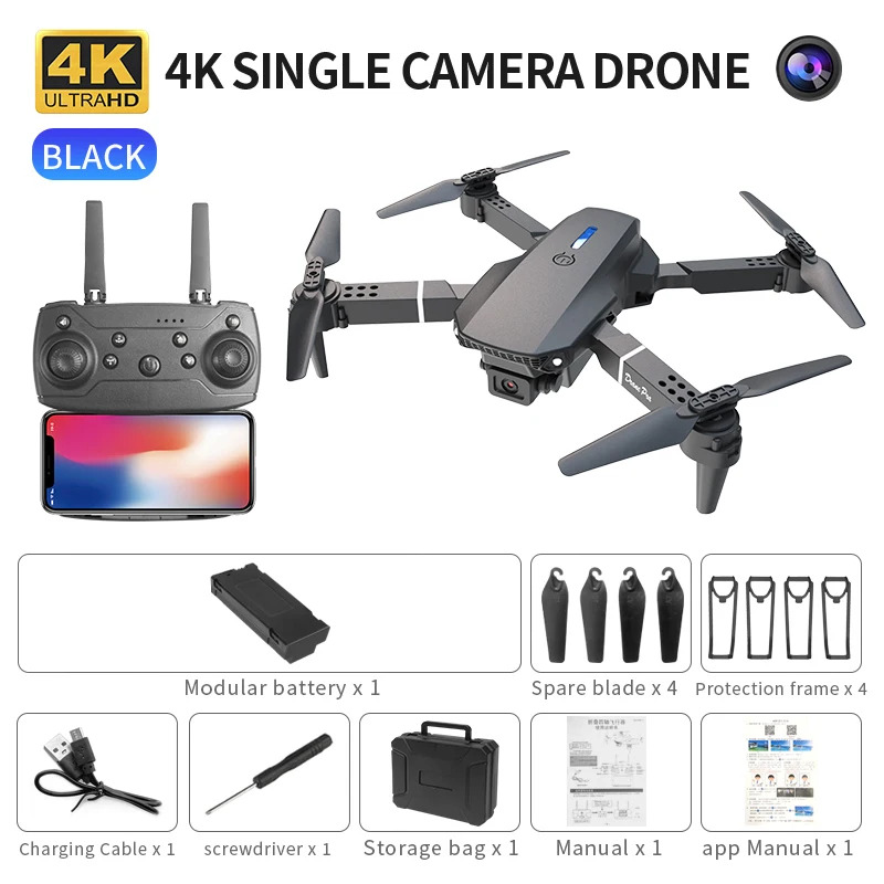 Inteligentny składany dron E88 – Drone Camera Lens recenzja i cena
