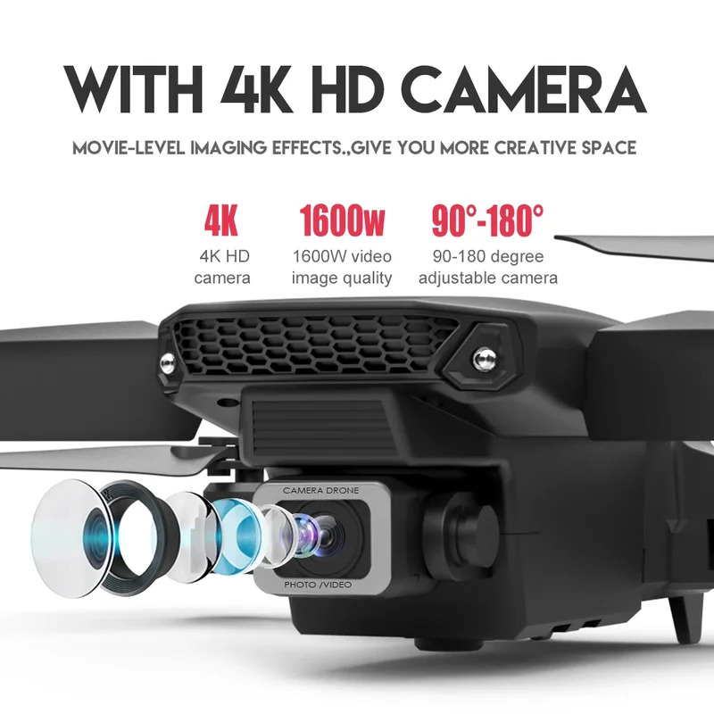Inteligentny składany dron E88 – Drone Camera Lens recenzja i cena