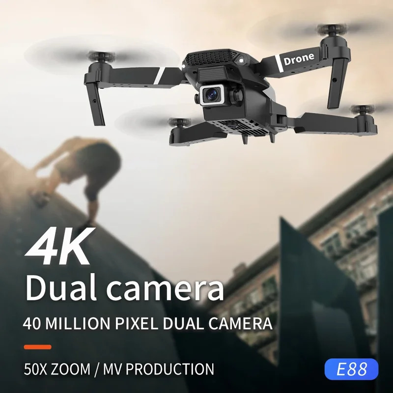 Inteligentny składany dron E88 – Drone Camera Lens recenzja i cena